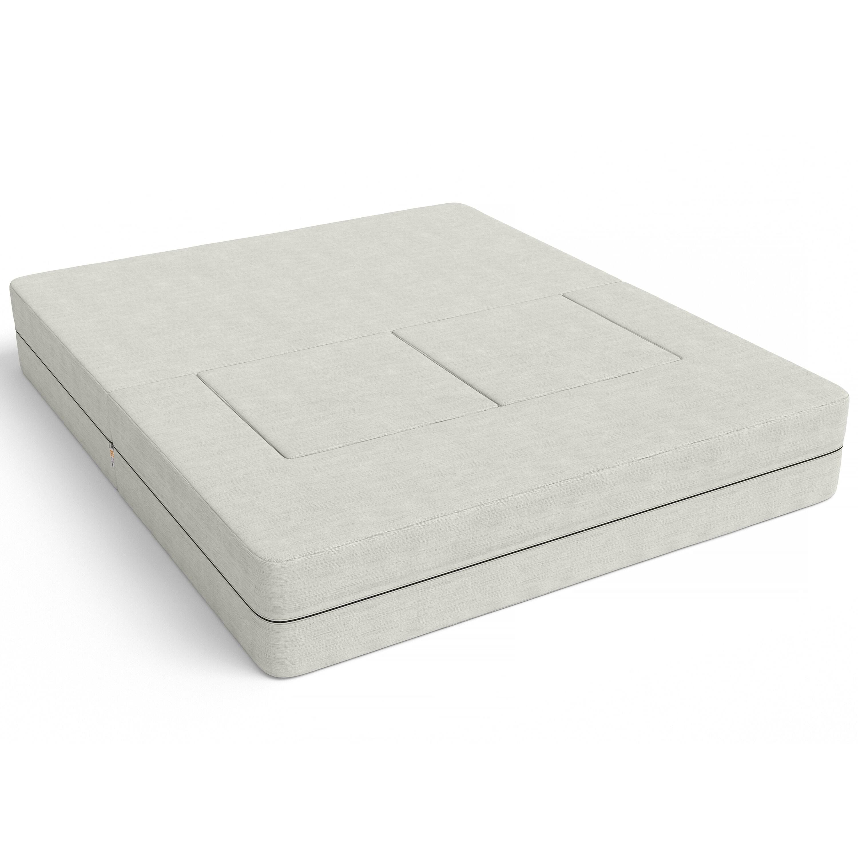 Angle. Jaxx - Jaxx Zipline Convertible Sleeper Loveseat & Ottomans, Textured Microvelvet - Ice - Ice.