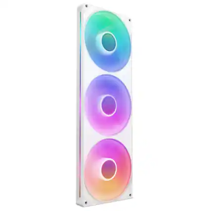 Front. NZXT - F420 RGB Core - 420mm Single-Frame Case Fan Unit with 3 x 140mm RGB Fans and Fluid Dynamic Bearings - White.