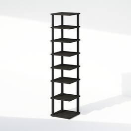 Furinno - Turn-N-Tube 8-Tier Vertical Space Saving Free Standing Corner Shelf, Display Rack, Espresso/Black - Espresso/Black