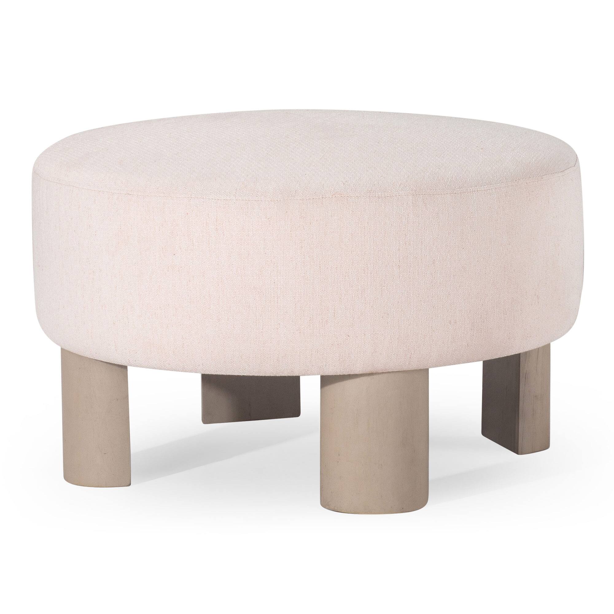 Maven Lane - Celia Contemporary Upholstered Ottoman with Wood Finish - Refined White