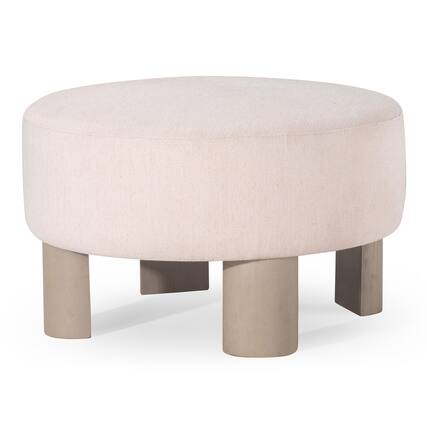 Front. Maven Lane - Maven Lane Celia Contemporary Upholstered Ottoman with Refined White Wood Finish - Refined White.
