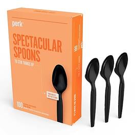 Perk - Polystyrene Spoon, Heavy-Weight, 100/Pack - Black
