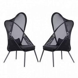 Manhattan Lane - 34 Inch Outdoor Foldable Chair, Set of 2, Fabric Seat, Steel Frame - Black