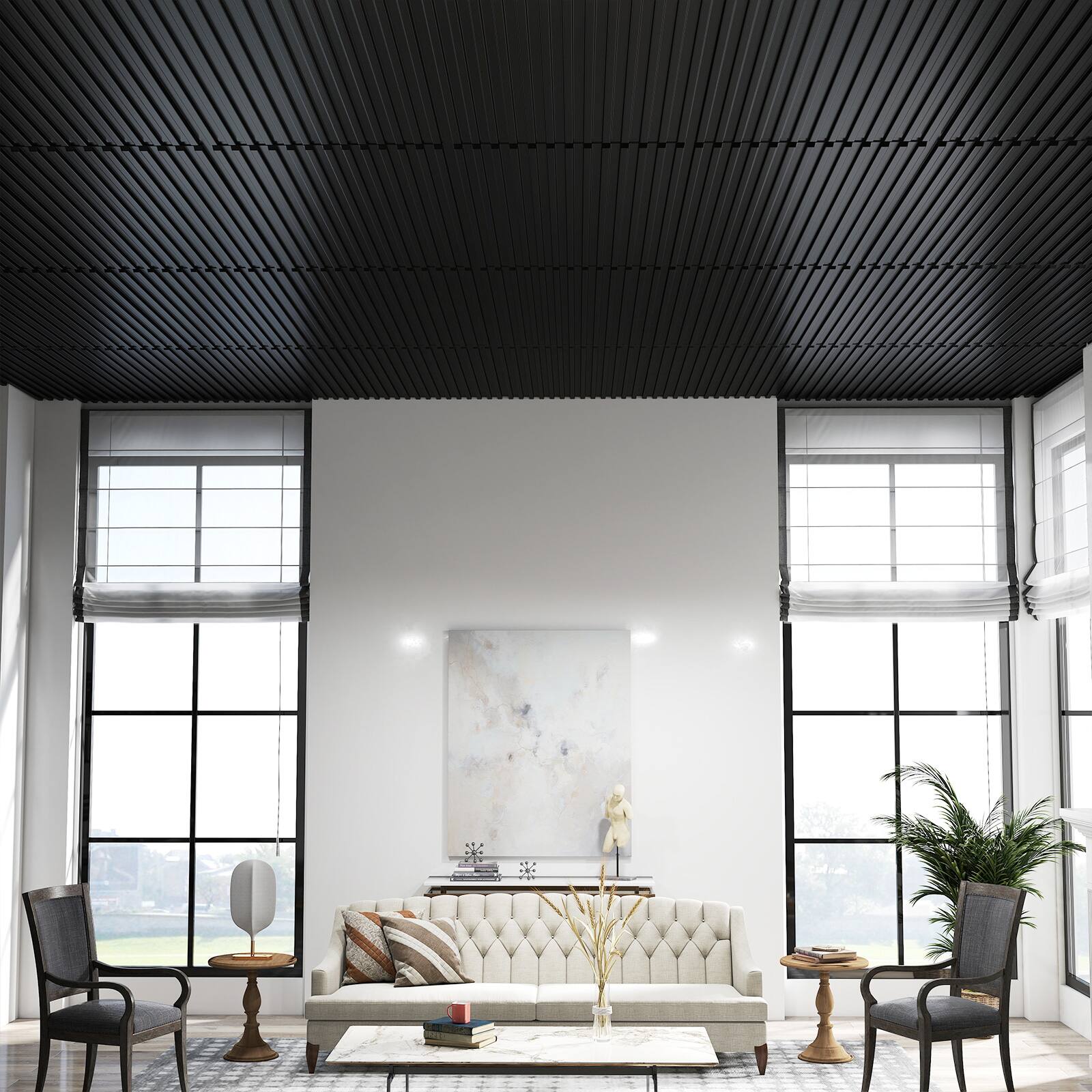 Alt View 1. Costway - Costway 24-Pack PVC Slat Wall Panels, 3D Fluted Panels for Interior Wall Decoration - Black.