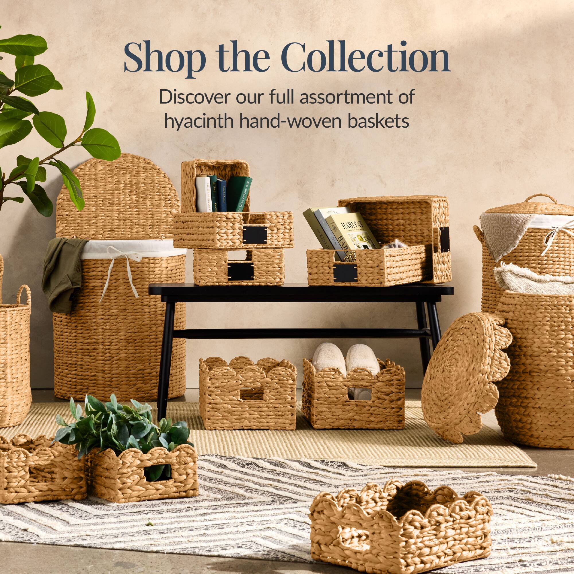 Shop the Collection  
Discover our full assortment of hyacinth hand-woven baskets