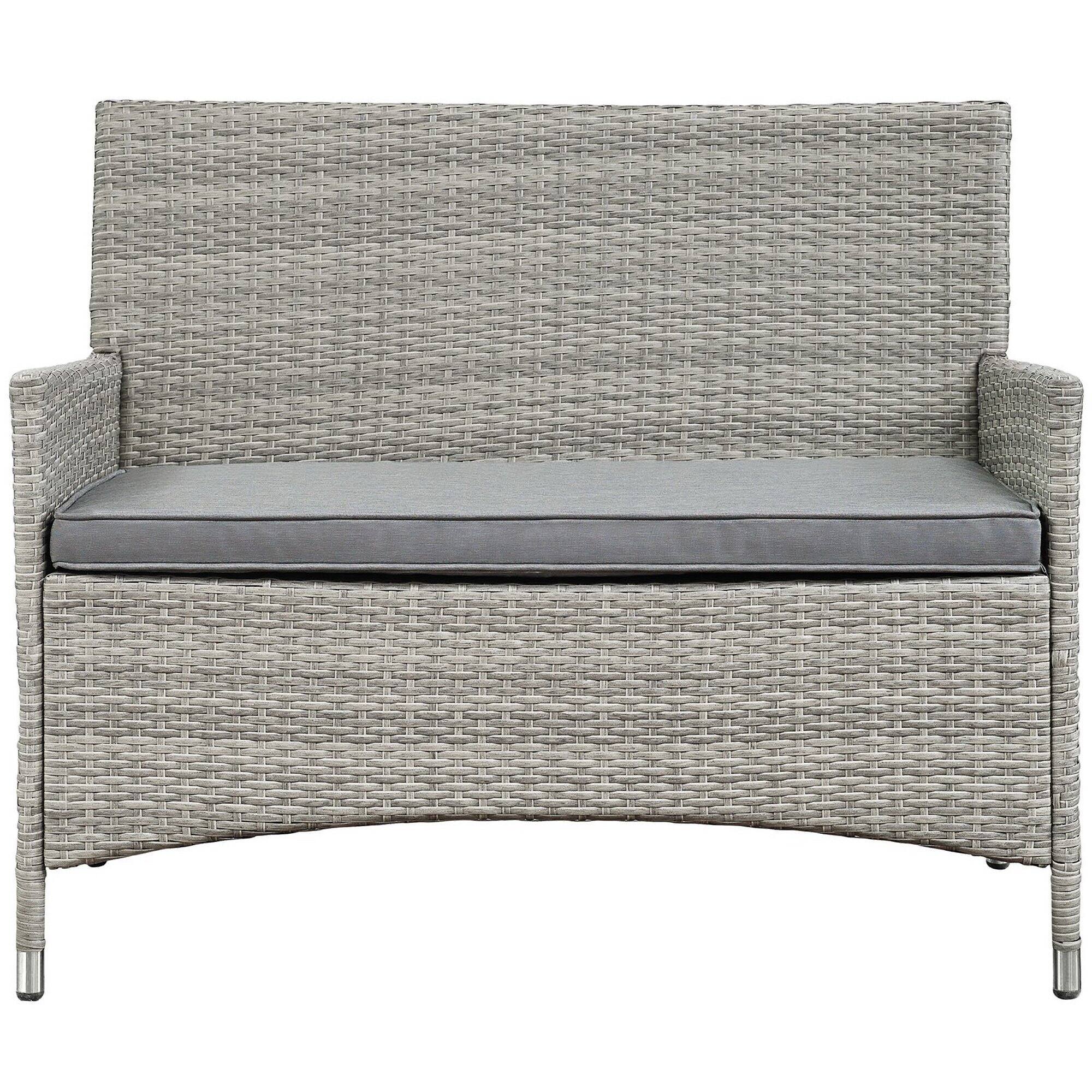Alt View 8. Modway - Bridge 4 Piece Outdoor Patio Patio Conversation Set by Modway - Light Gray Gray.