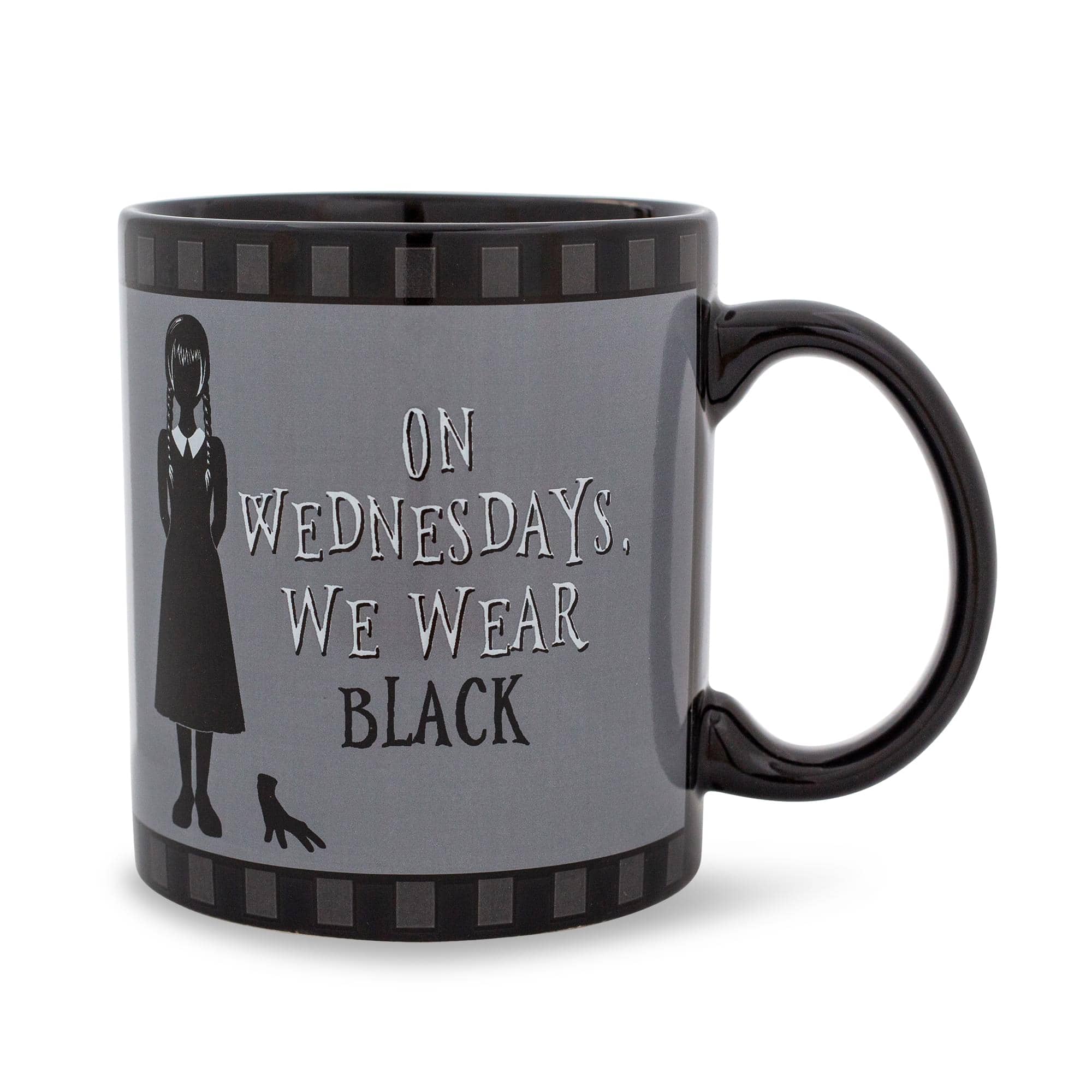"Silver Buffalo - Addams Family Wednesday ""On Wednesdays, We Wear 20-Ounce Ceramic Mug - Black" price history on PriceWatchPro
