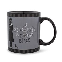 Silver Buffalo - Addams Family Wednesday "On Wednesdays, We Wear 20-Ounce Ceramic Mug - Black