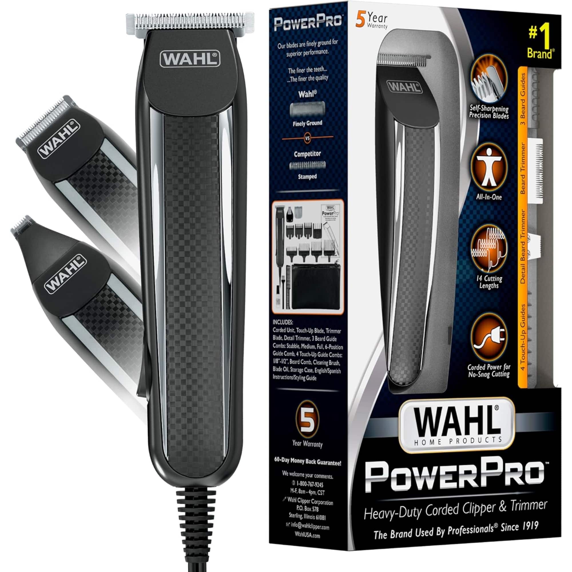 Wahl - PowerPro Corded Detailer Trimmer Kit - Multi Purpose Grooming Tool - 9686-MI