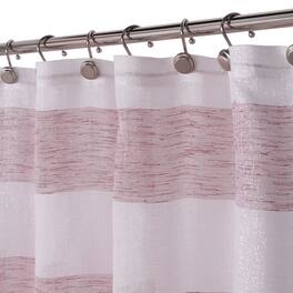 Kate Aurora - Seaside Chic Cabana Metallic Striped Fabric Shower Curtains - Red