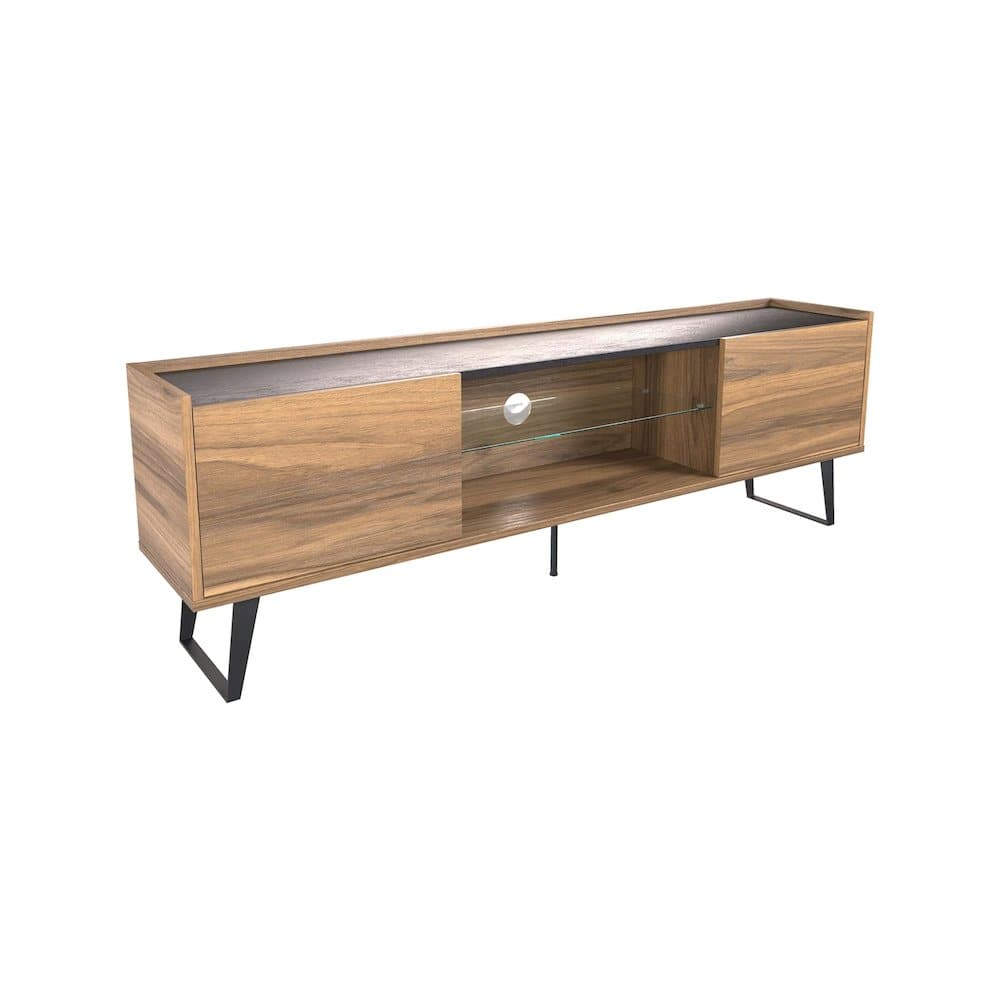 Atelier Mobili - Modern TV Stand for 65-75-80 Inch TVs, Farmhouse Entertainment Center - Brown