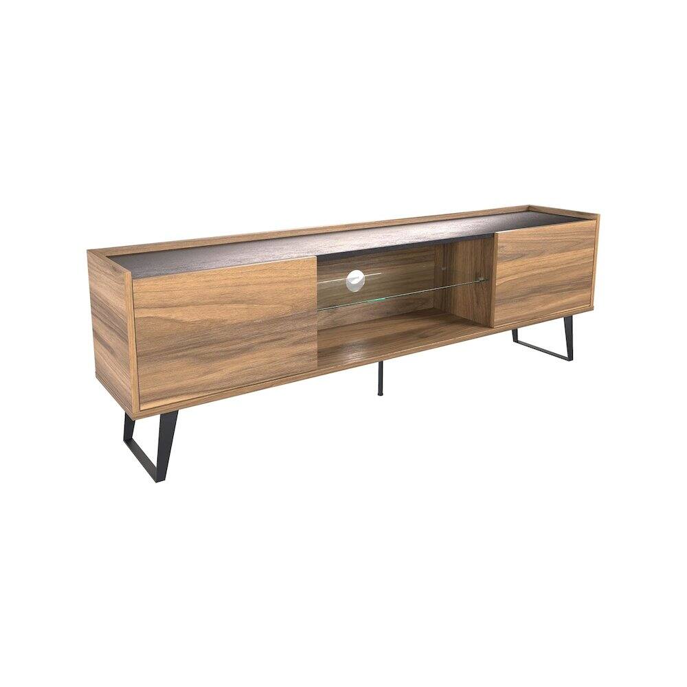 Front. Atelier Mobili - Modern TV Stand for 65-75-80 Inch TVs, Farmhouse Entertainment Center - Brown.