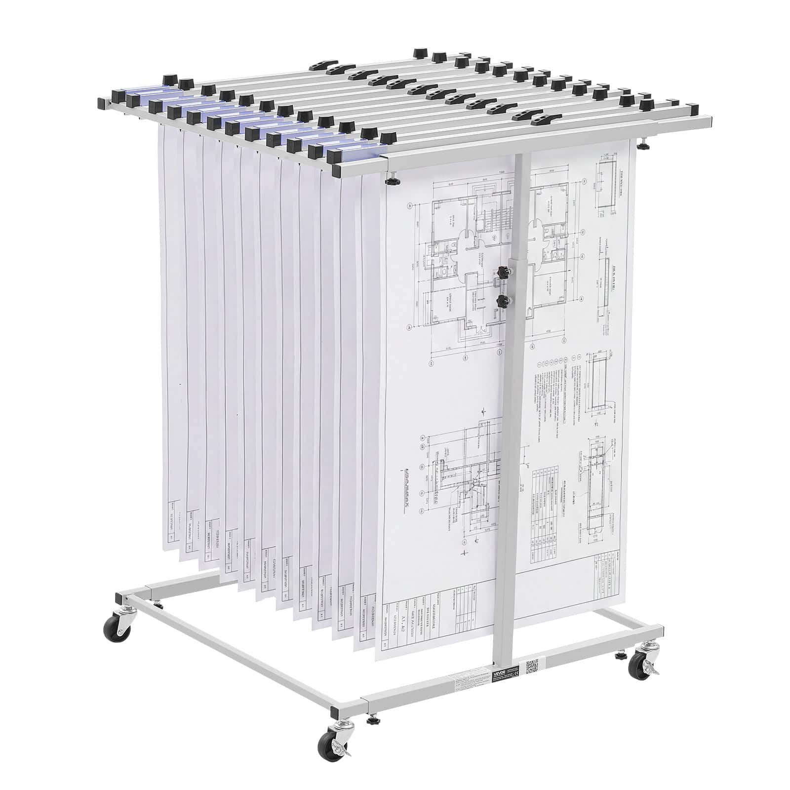 VEVOR - Blueprint Storage Rack, Steel, Mobile Adjustable Blueprint Holder, Vertical Drawing Rack with Wheels - Light Gray price history on PriceWatchPro