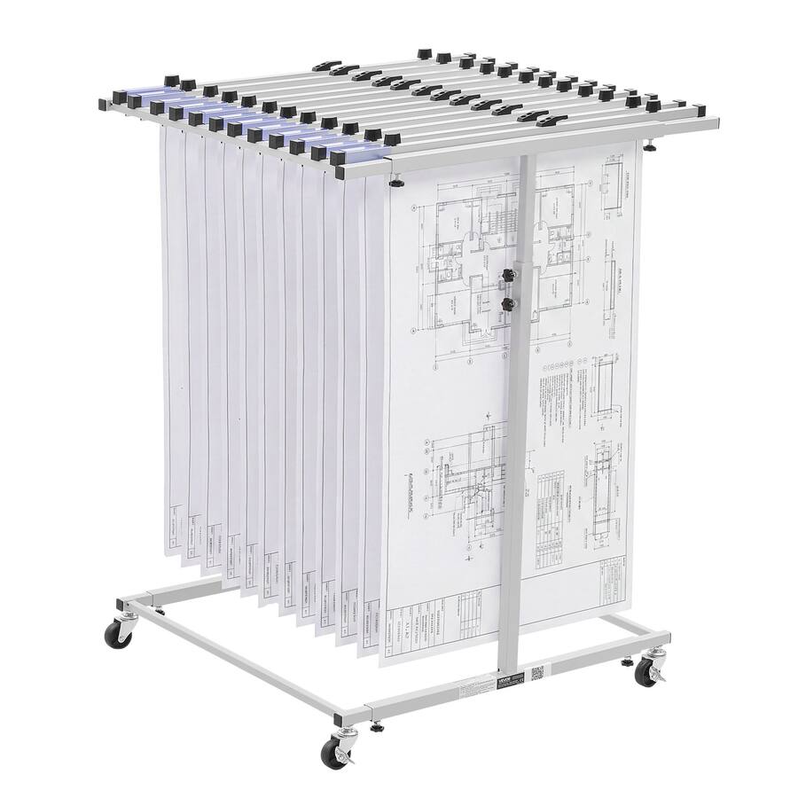 VEVOR Blueprint Storage Rack, Steel, Mobile Adjustable Blueprint Holder ...