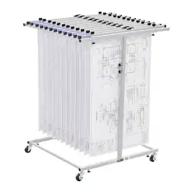 VEVOR - Blueprint Storage Rack, Steel, Mobile Adjustable Blueprint Holder, Vertical Drawing Rack with Wheels - Light Gray