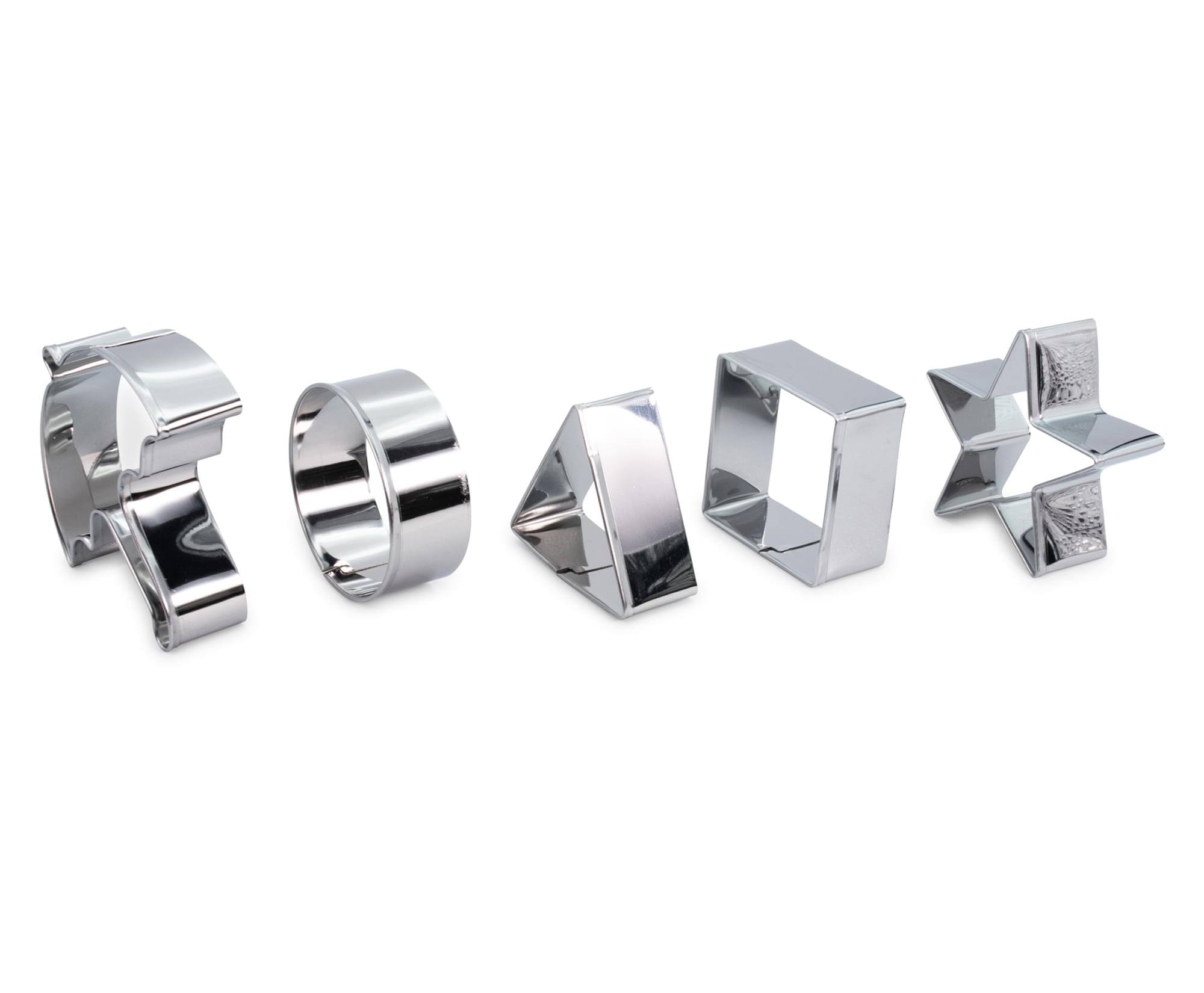 Alt View 1. Toynk - Dalgona Cookie Challenge Stainless Steel Cookie Stamp Shapes | Set of 5 - Silver.