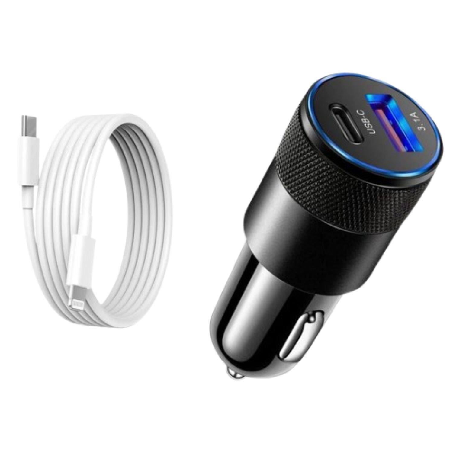 Home Collection - 30W USB-C PD Fast Car Charger Adapter with 3FT 8-Pin Cable – Type-C Power