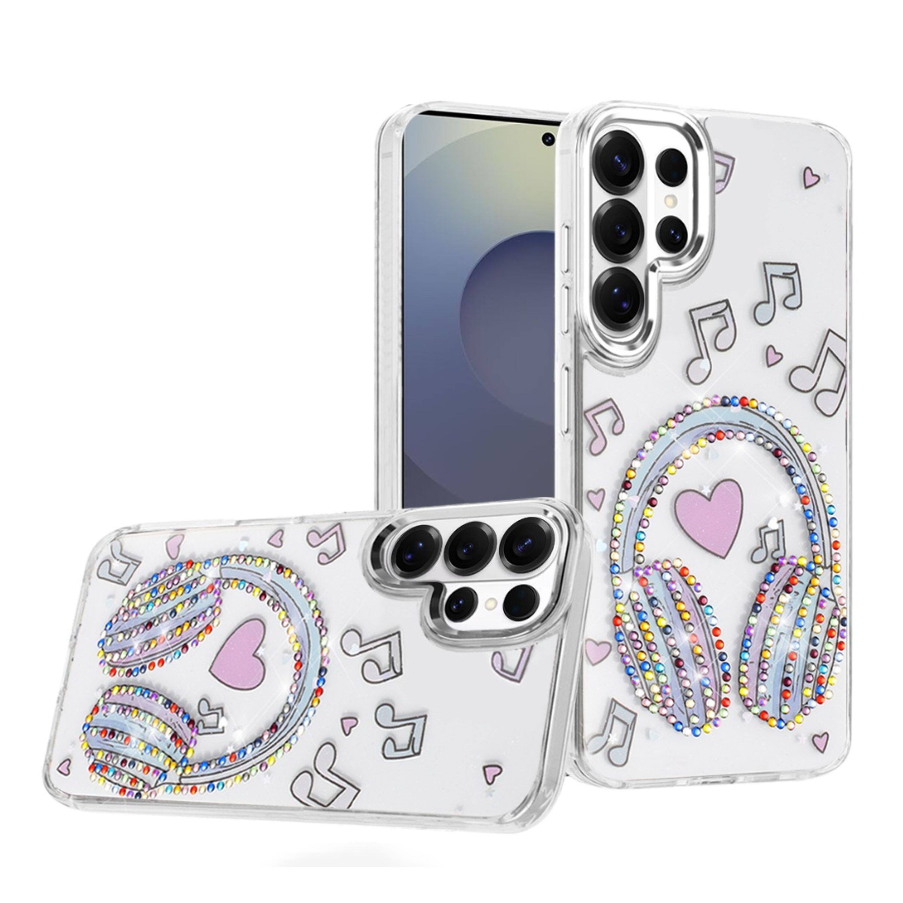 Angle. Kitcheniva - Colorful Epoxy Design Plastic Jewels With Tempered Glass For Samsung Galaxy S26 Ultra Music - Multicolor.