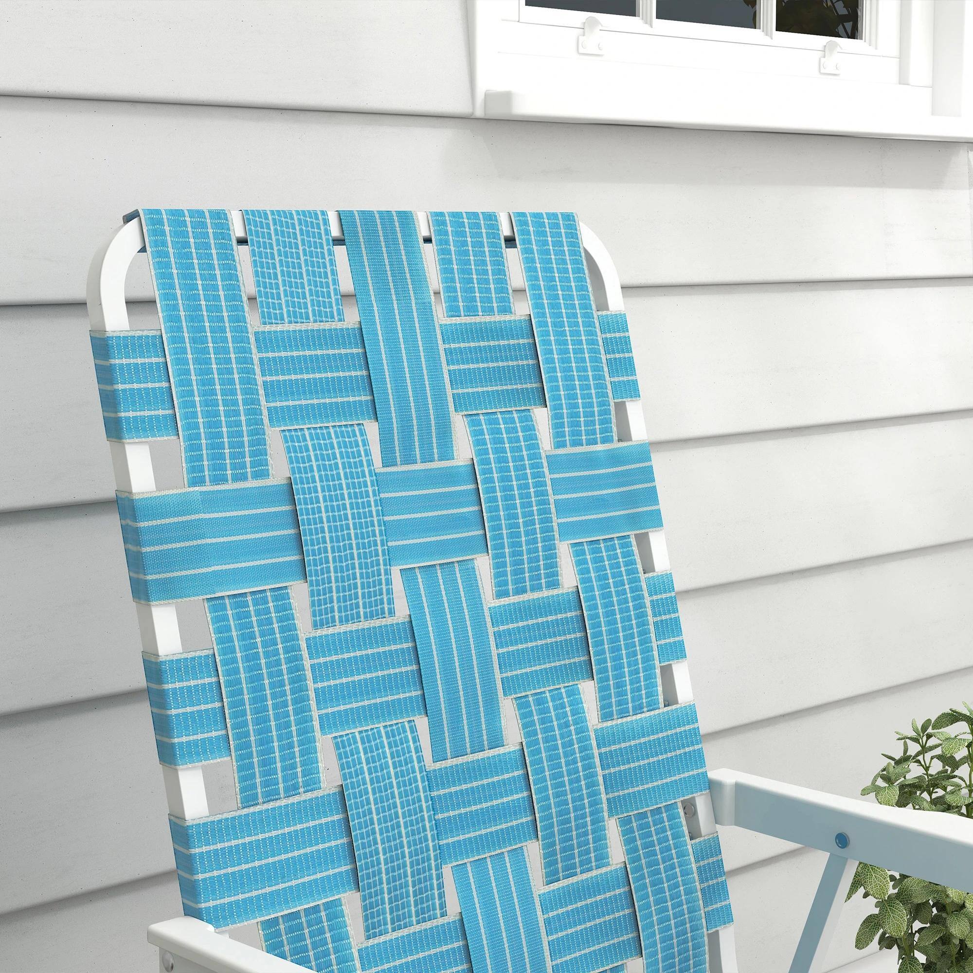 Alt View 2. Resenkos - Resenkos 2-Piece Patio Chairs, Classic Camping Seats, Lightweight Folding Outdoor Loungers with Armrests, Blue - Blue.