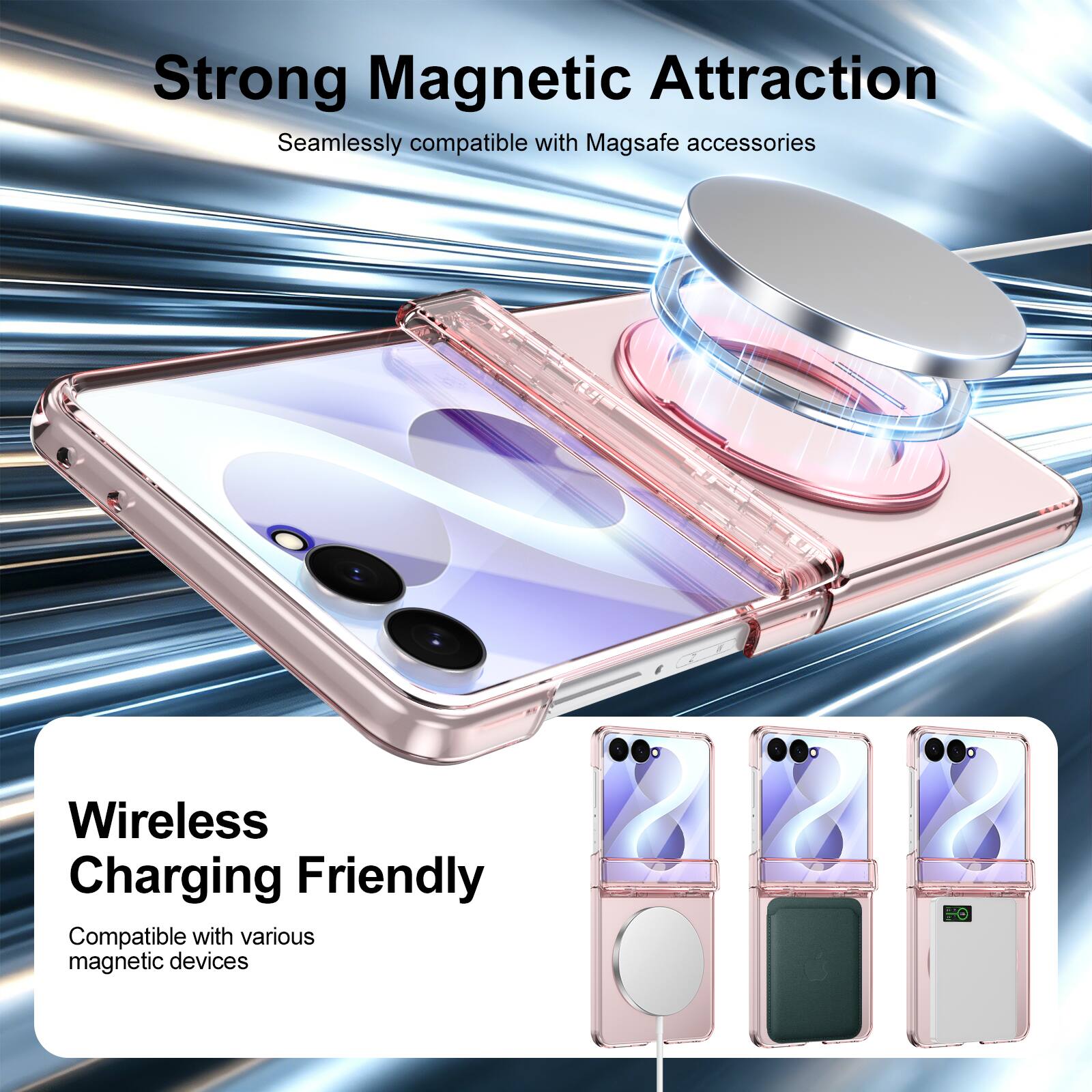 Dteck Crystal Hybrid Magnetic Case for Samsung Galaxy Z Flip8, Hinge ...