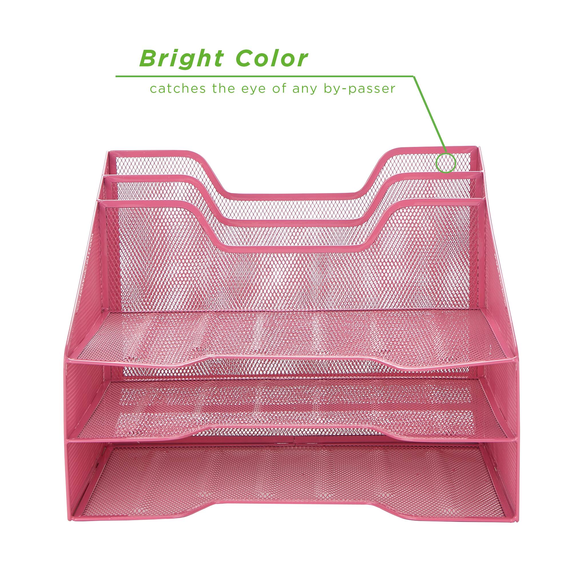 Alt View 11. Mind Reader - 3-Tiered, 5 Compartments Desk - Pink.