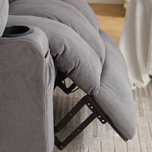 Alt View 7. GOODSILO - Swinging Recliner Massage Heated Sofa with USB & Cup Holders - Grey.