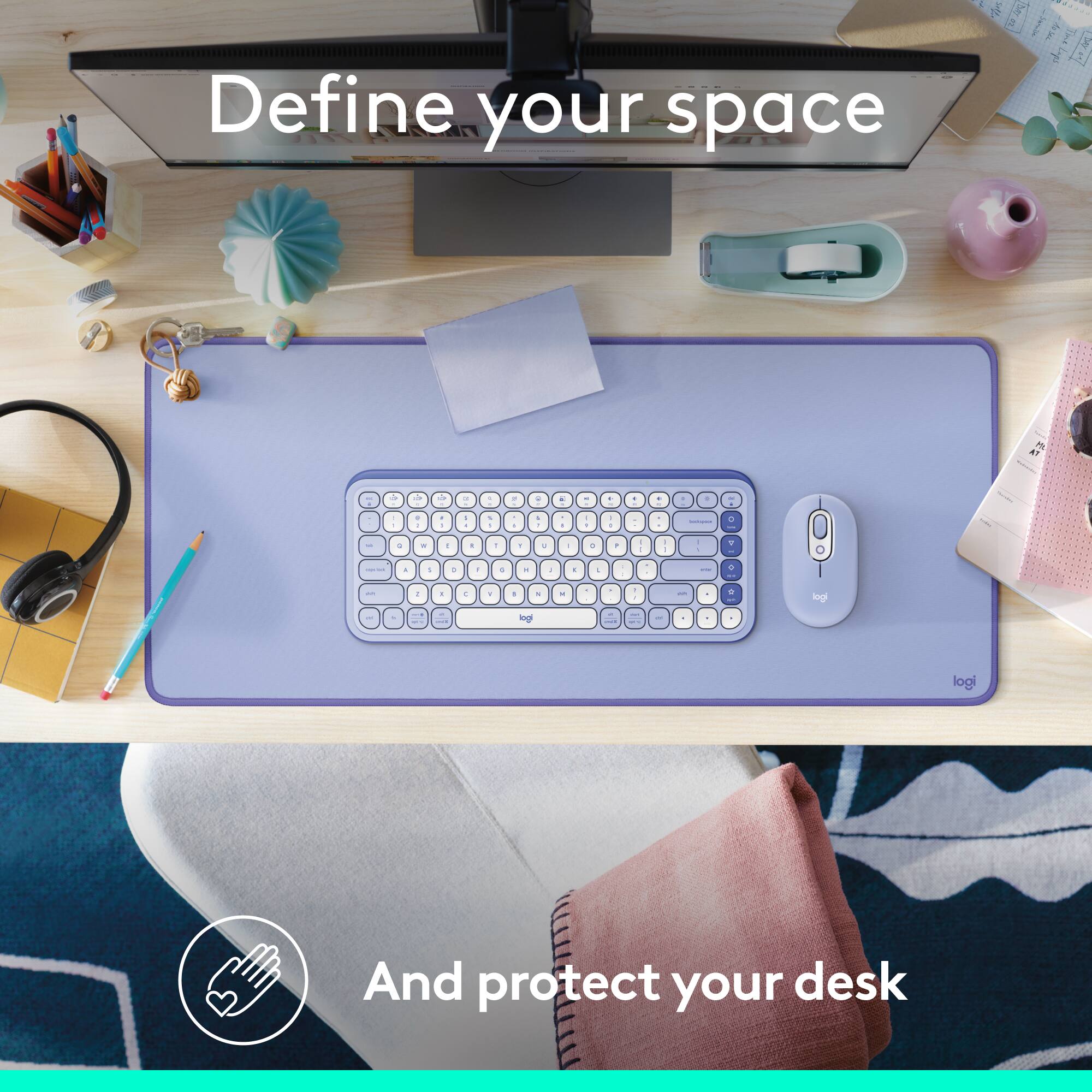 Define your space and protect your desk.