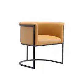 Manhattan Comfort - Cosmopolitan Mid-Century Modern Metal Vegan Leather Dining Chair - Camel