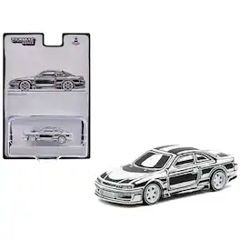 VERTEX Silvia (S14) "Designed by Joshua Vides" Black and White "Global64" Series 1/64 Diecast Model Car by Tarmac Works