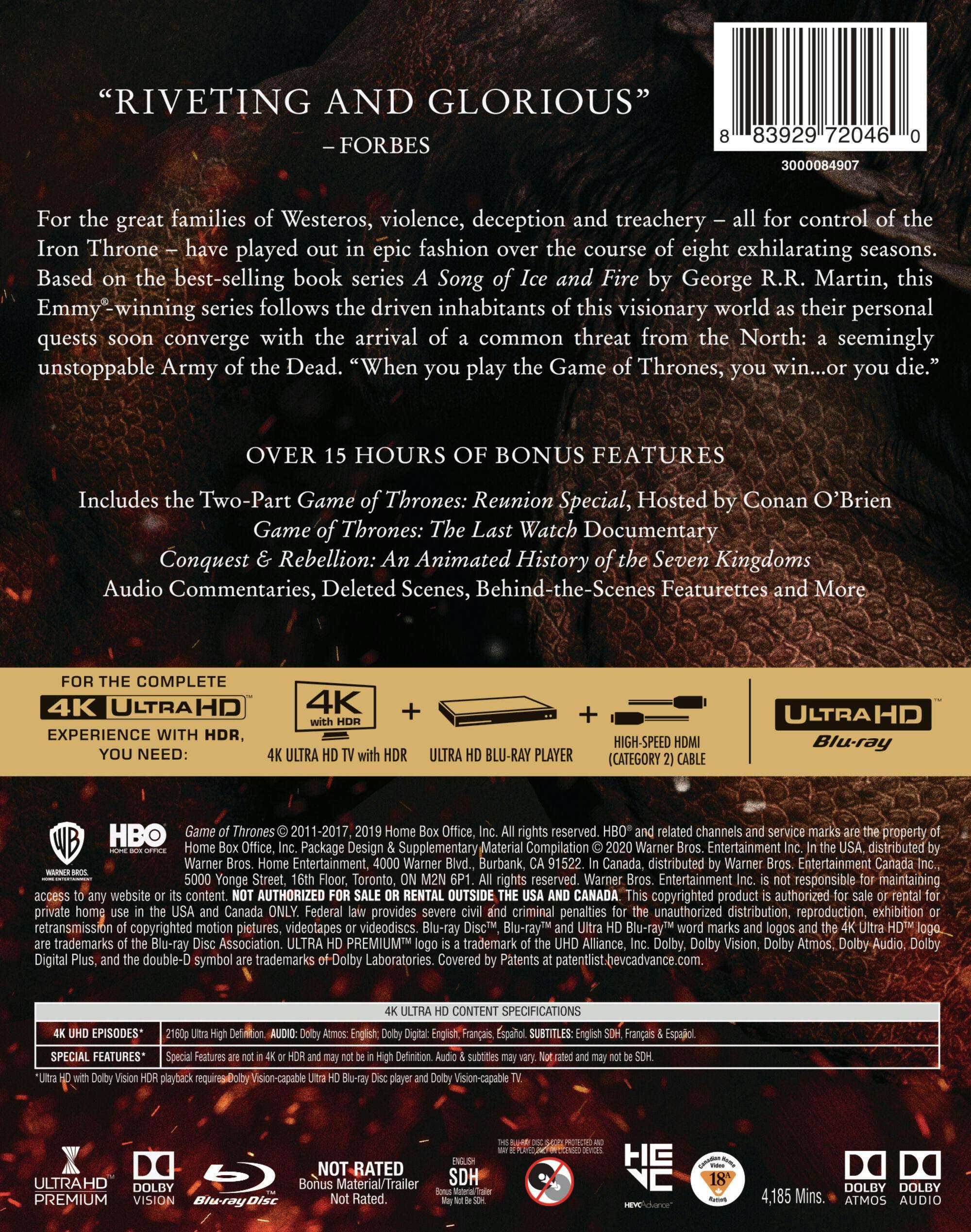 Back. Game of Thrones: The Complete Collection (4K Ultra HD) [UHD].