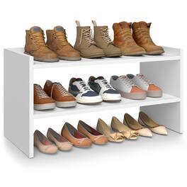 Songmics Home - Shoe Rack for Closet, Stackable Shoe Organizer Shelf for Entryway, 2 Tiers, 11.7 x 24.4 x 14.2 Inches - White