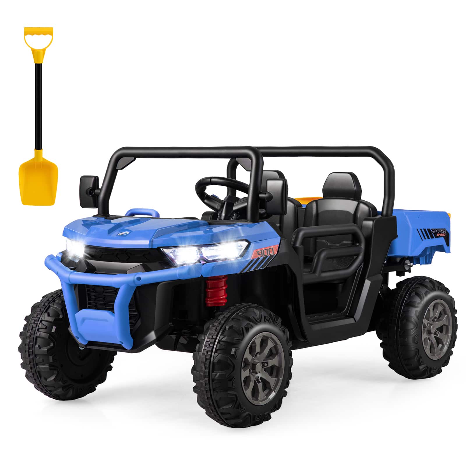 Front. Costway - Costway 12V 2 Seater Ride On UTV Dump Truck Remote w/ Electric Dump Bed & Shovel - Blue.