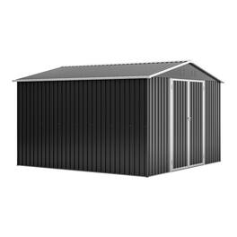 APRILSOUL - Galvanized Steel Outdoor Shed 118x122x79 Lockable Ventilated Multi Purpose Storage - Black