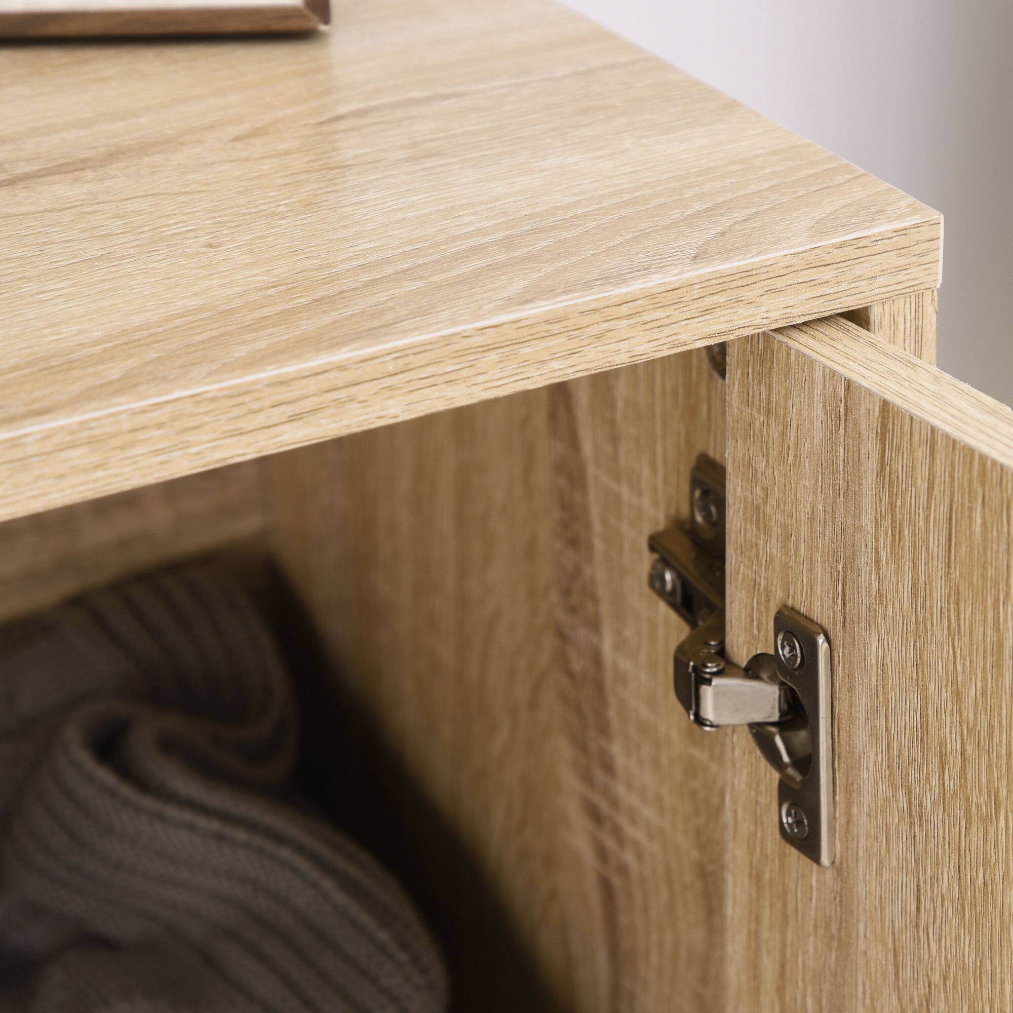 Alt View 7. Homcom - Buffet Cabinet, Modern Sideboard with Adjustable Shelf, Steel Base and 2 Chevron Doors - Natural Wood.