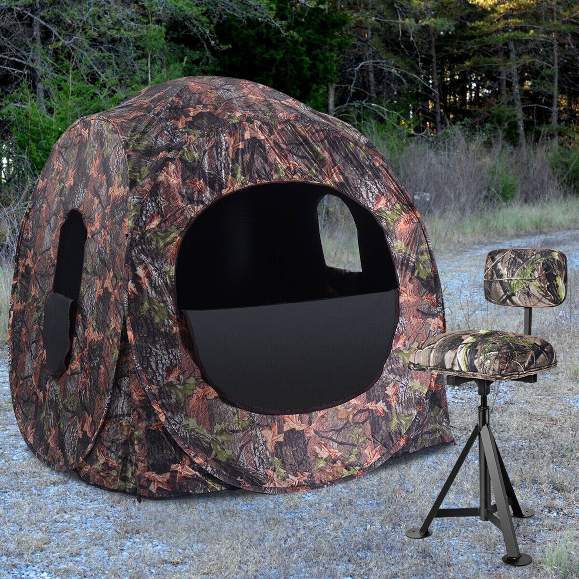 Alt View 2. Gymax - Gymax Swivel Hunting Chair Tripod Blind Stool w/ Detachable Backrest Outdoor Camping - Colorful.