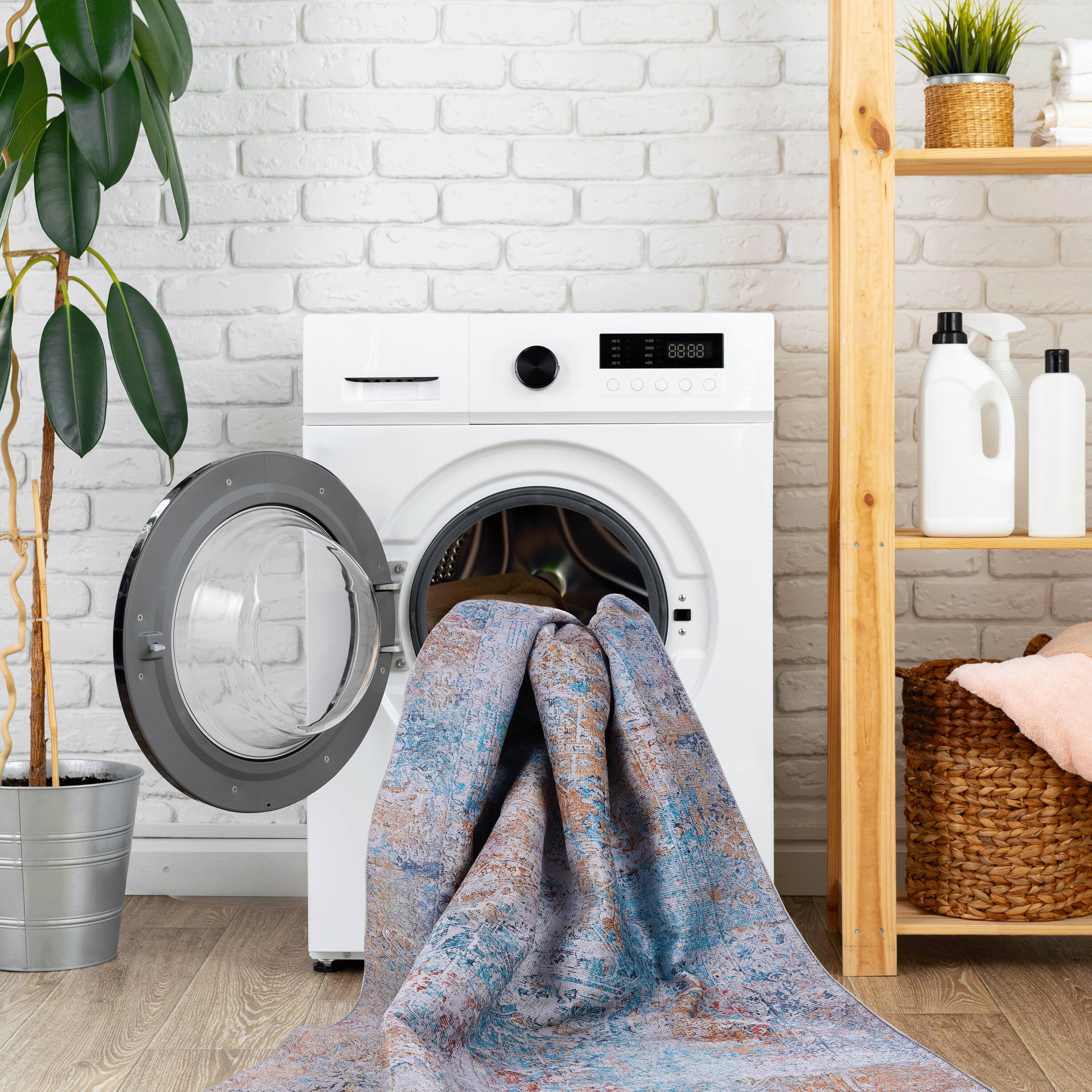 Left. APRILSOUL - Machine Washable 2x3 Area Rug Super Soft Non Slip Stain Resistant Boho Style - Yellow.