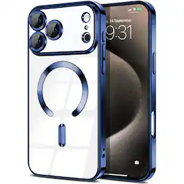 Entronix - Magnetic Case for iPhone 17 Pro - Luxury Clear Glossy Cover with Camera Protection - Blue