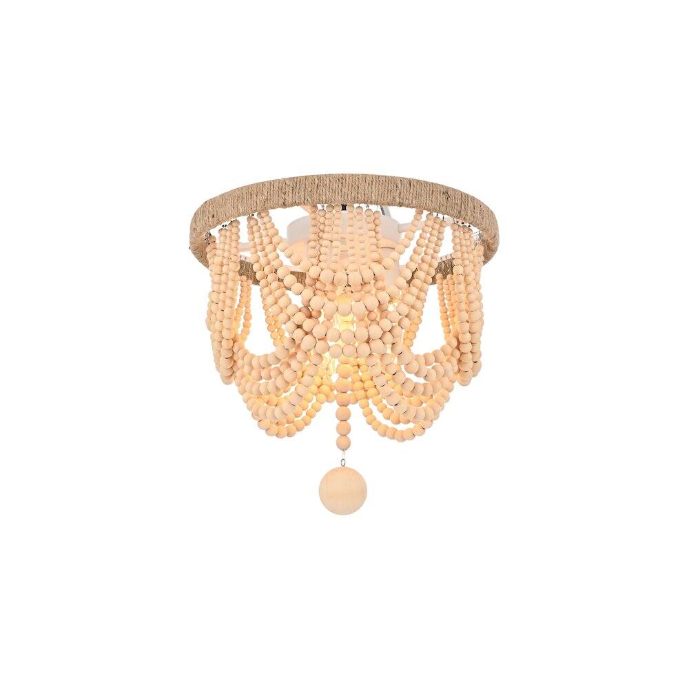 Back. Living District - Jolie 12 Inch Beaded Flush Mount Ceiling Light In Beige - Beige.