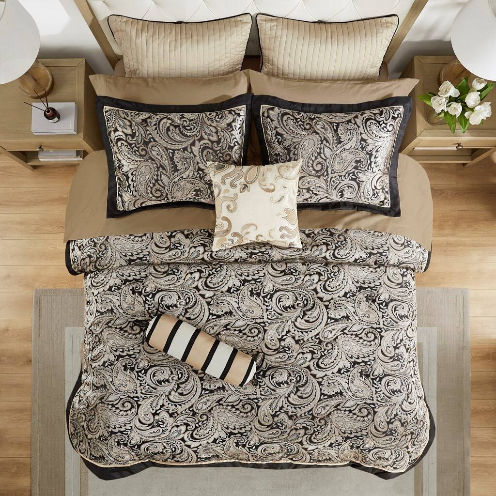 Alt View 3. Gracie Mills - Gracie Mills Thornton Supreme Comfort: 12-Piece Comforter Ensemble with Cotton Bed Sheets - Black.