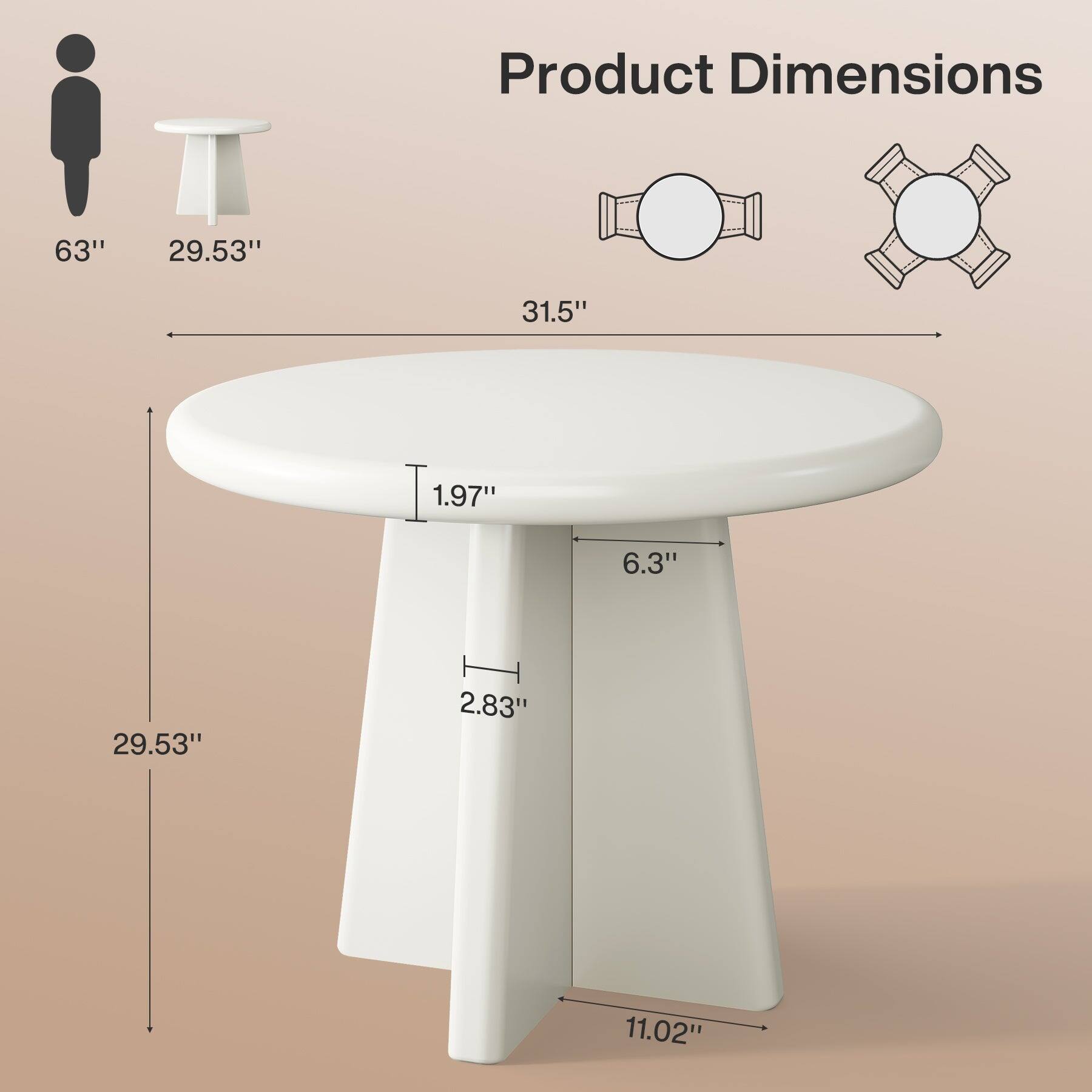 Product Dimensions
63"
29.53"
31.5"
1.97"
6.3"
29.53"
2.83"
11.02"