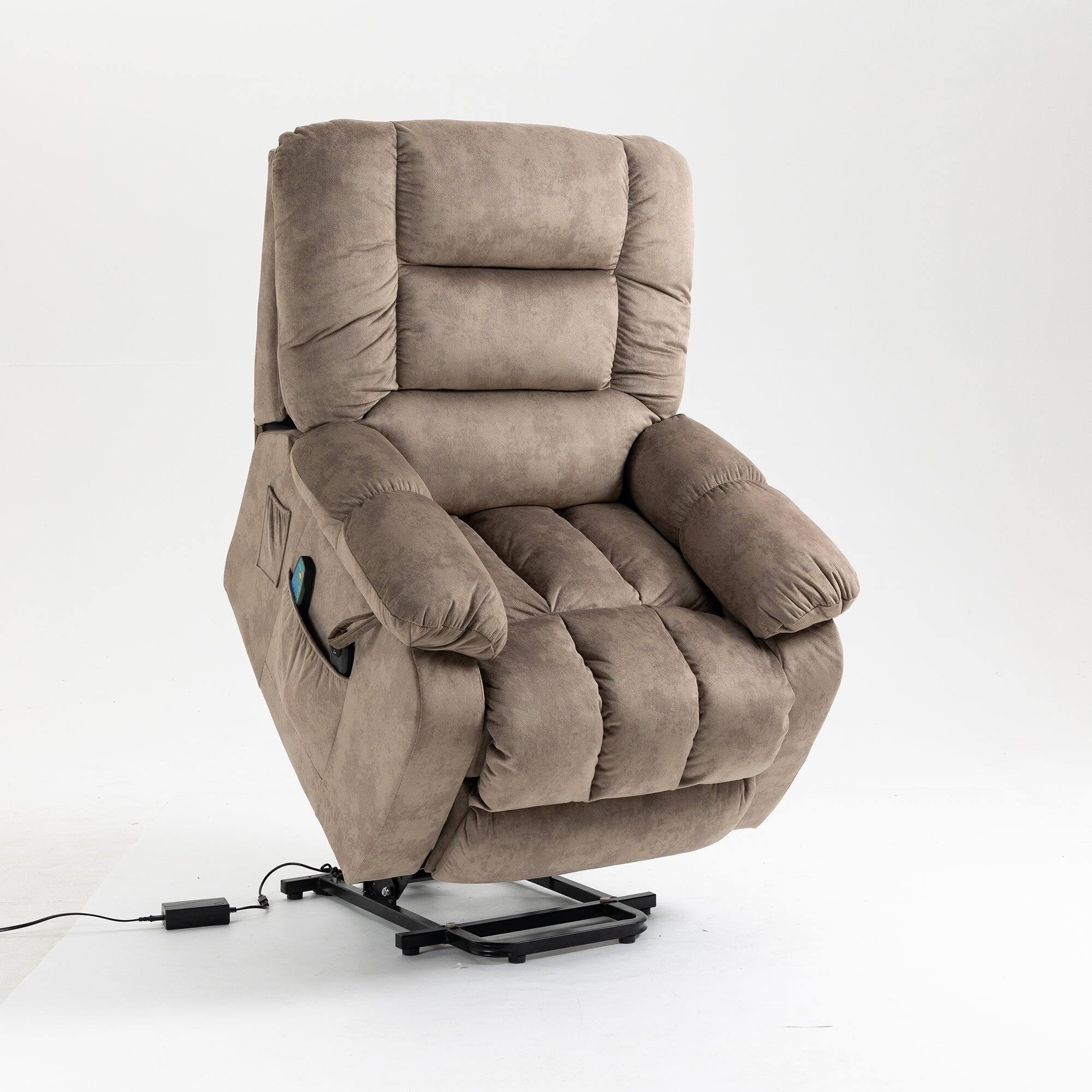 Alt View 2. Boyel Living - Power Lift Recliner For Elderly 8 Point Massage Lumbar Heating Steel Frame Living Room Furniture - Camel.