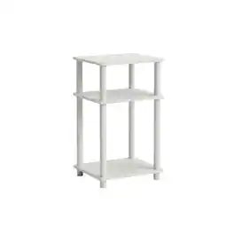FurniFact - 3-Tier End Table with Multi-level Storage and Modern Design - White