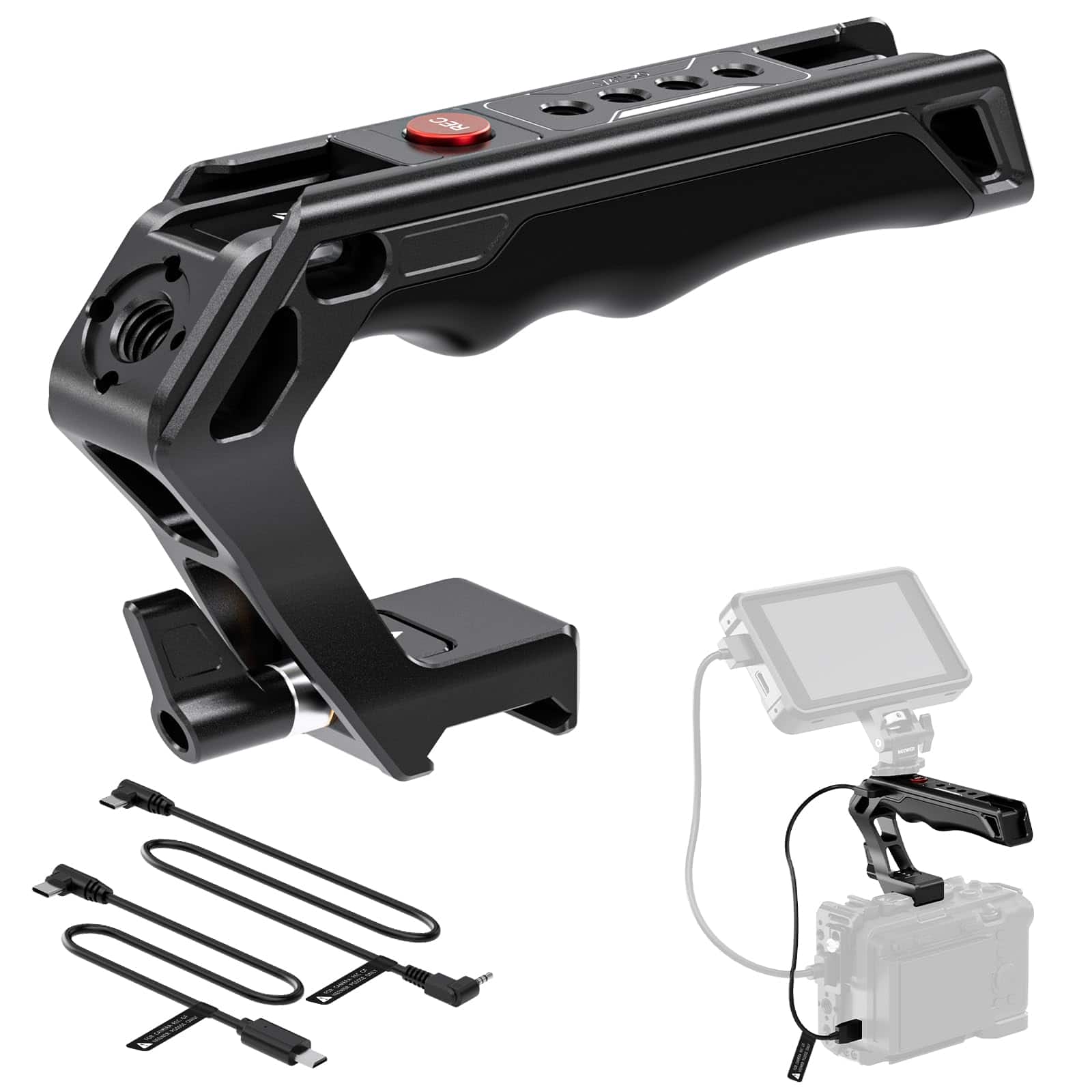 Neewer - NATO Top Handle with Record Button, Silicone Grip, QR Clamp, Cold Shoes, PG005E