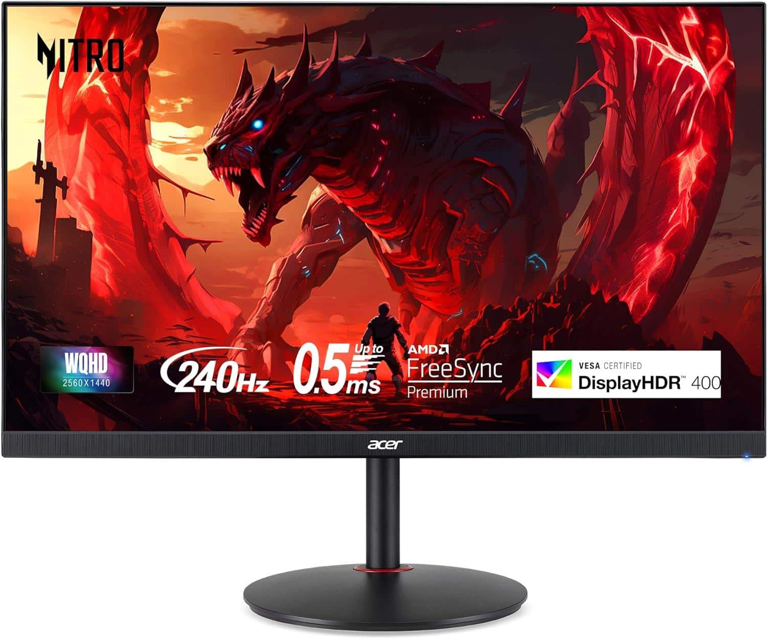 Acer - Refurbished Excellent - Refurbished Nitro XV2 27" LCD Monitor 240Hz 2560x1440 IPS 1ms GTG 400Nit HDMI DisplayPort XV272U W2BMIIPRX - Black