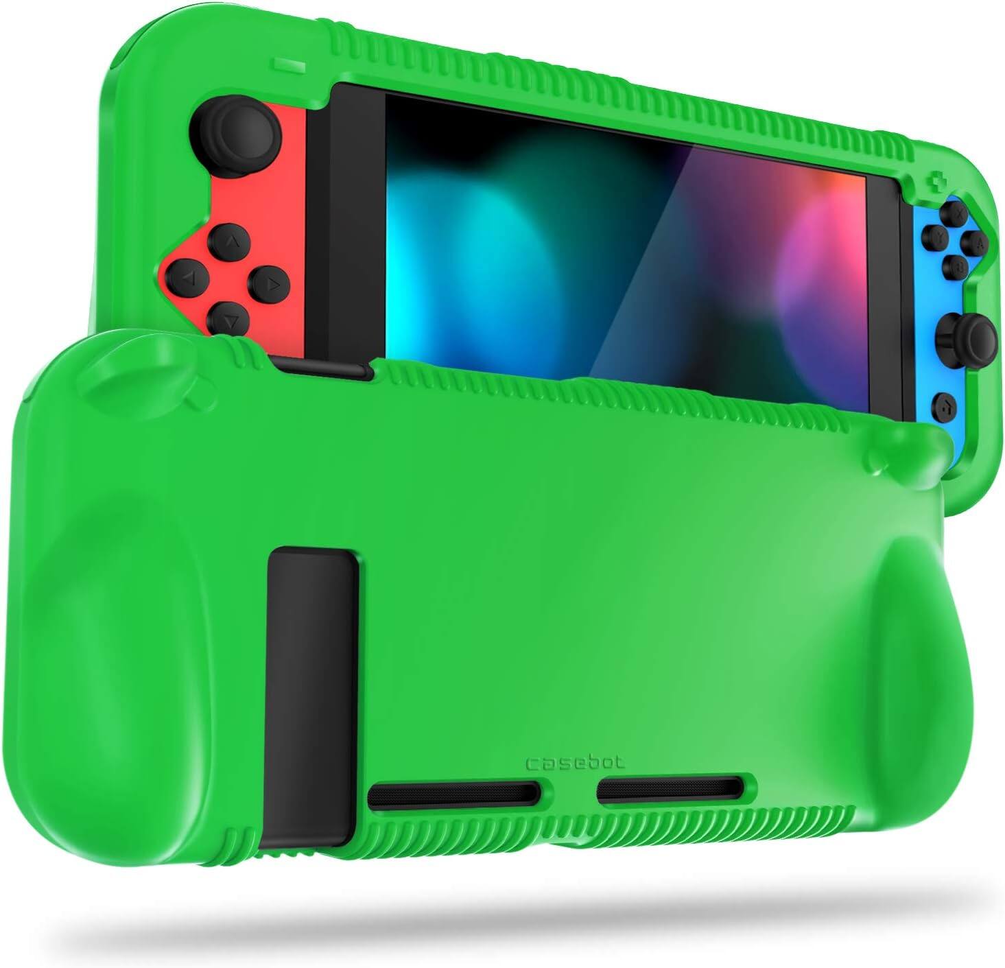 Front. Fintie - Soft Silicone Protective Case for Nintendo Switch 2017, Ergonomic Grip Design, Anti-Scratch & Shock-Absorption Grip Case - Green.