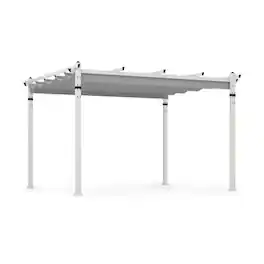Boyel Living - Gray 120-in L x 144-in W x 92.4-in H Outdoor Pergola with Retractable Canopy and Aluminum Frame Model BL-HYA1781HS
