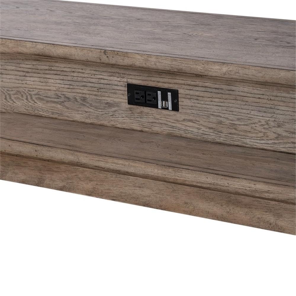 Alt View 3. Liberty Furniture Industries - City Scape Metal Accent Oak Wood Console Bar Table for Living Room - Burnished Beige.