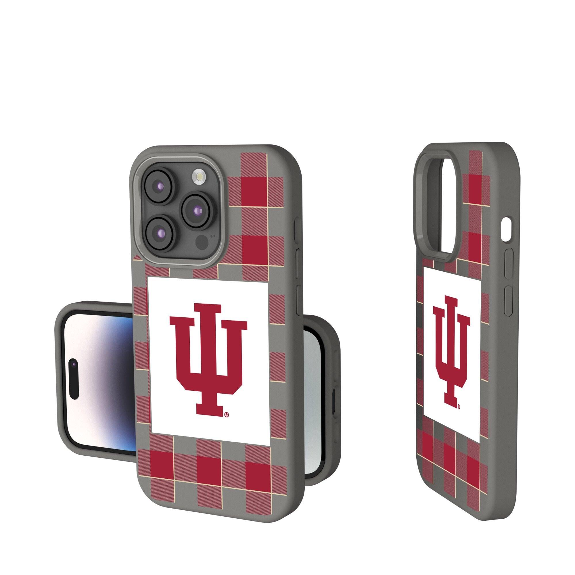Front. Keyscaper - Indiana Hoosiers Plaid Soft Touch iPhone Case - 15 - Gray.