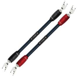 AudioQuest - ThunderBird BiWire Jumpers 0.7' w/ 500 Series Connectors with Multi-Spade to Multi-Spade Connectors - Blue on Black