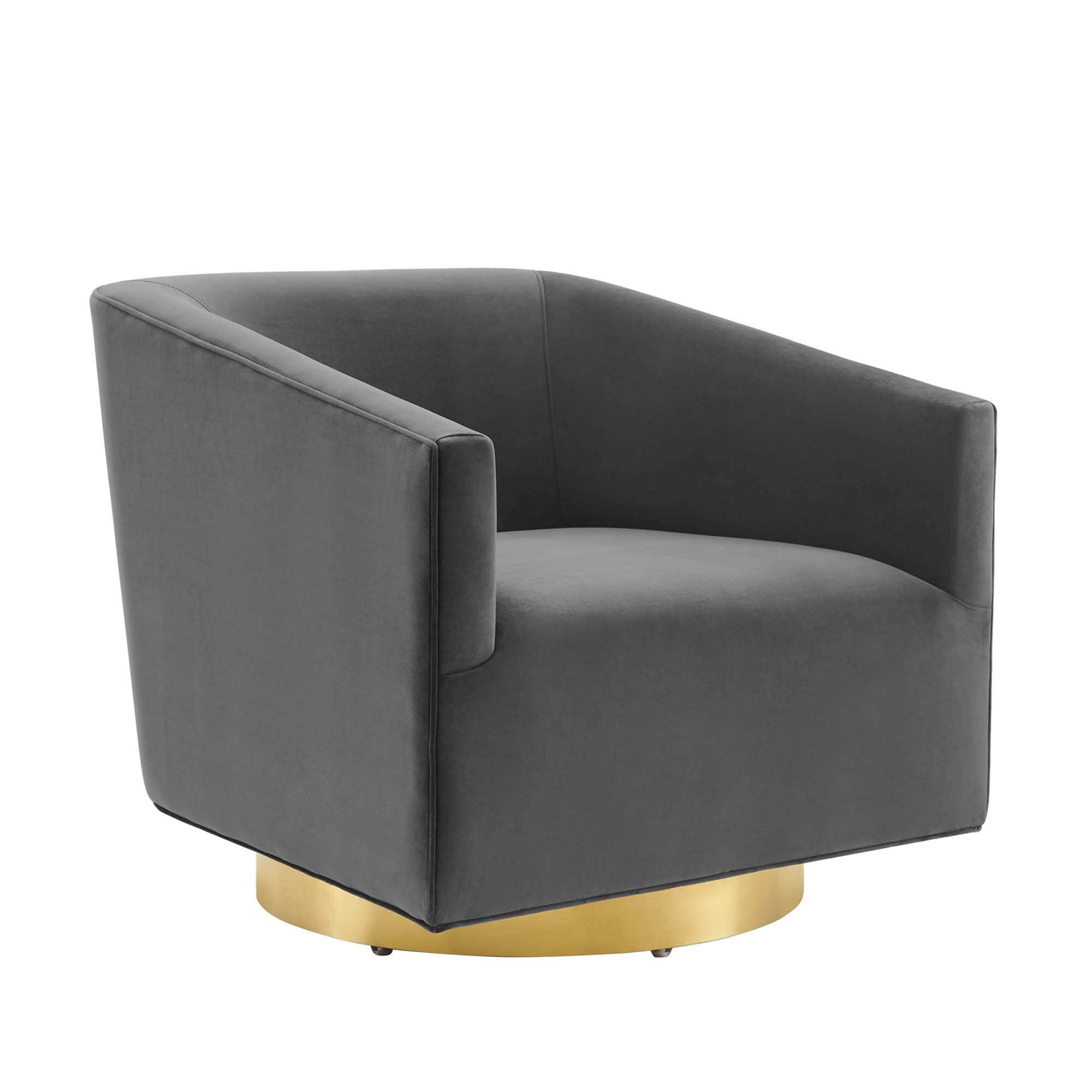 Angle. Modway - Twist Accent Lounge Performance Velvet Swivel Chair by Modway - Gold Charcoal.